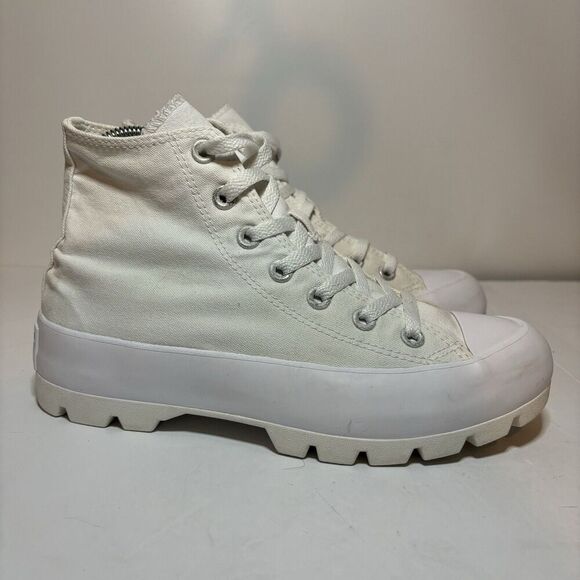 Converse Womens CTAS Lugged Hi 565902C White Casual Hi Top Sneakers Sz 8 35Bx5 - Picture 1 of 9